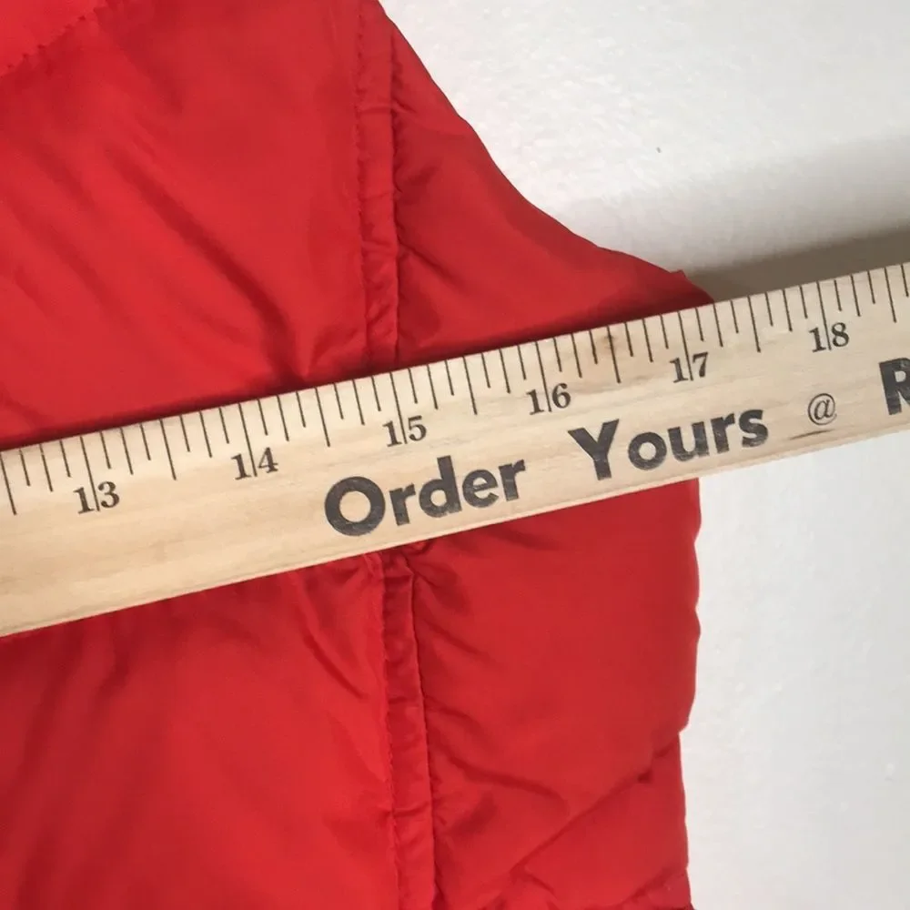 J.Crew quilted down Filled Puffer Vest Zip and Snaps Pockets Red Women size S‎
